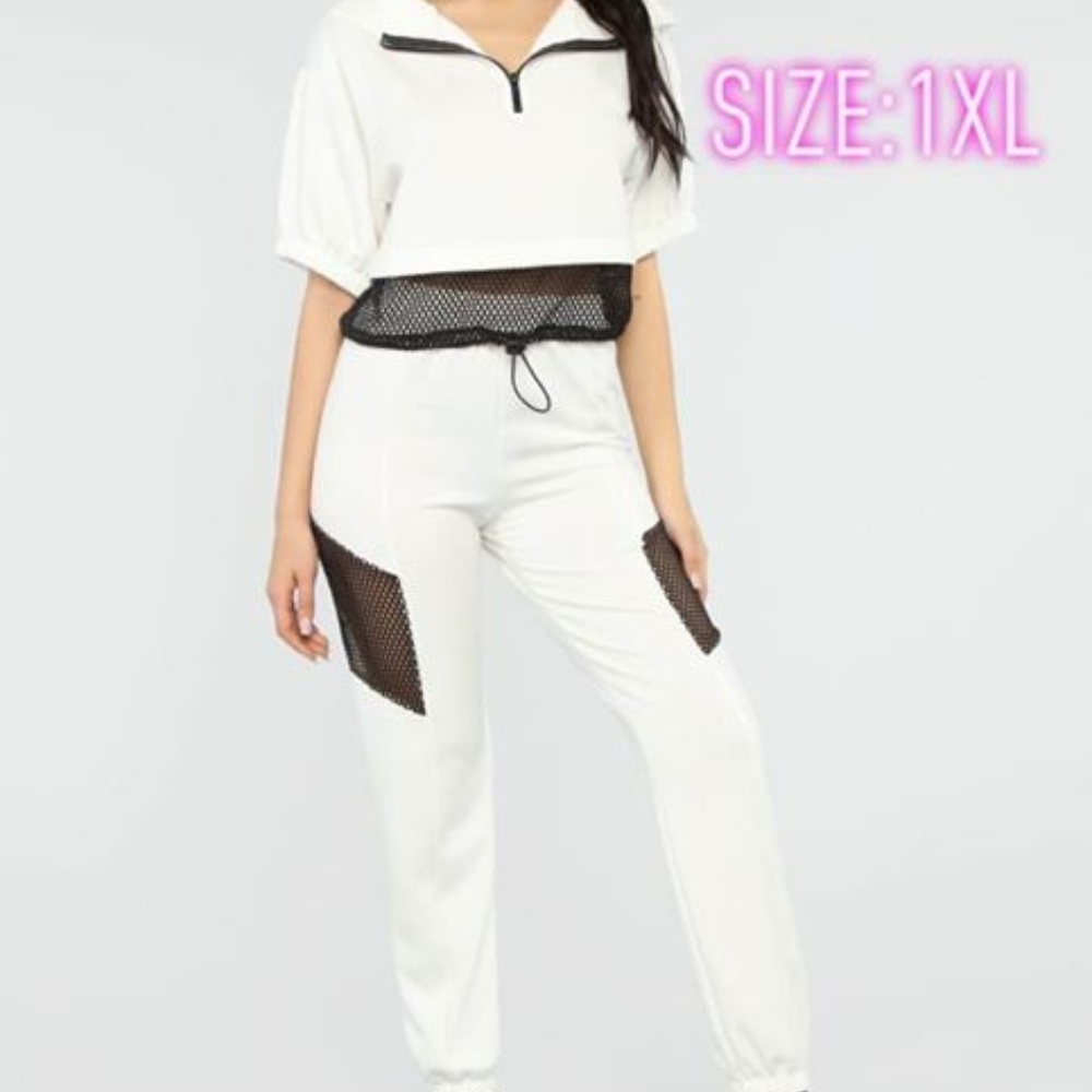 White crop and jogger set